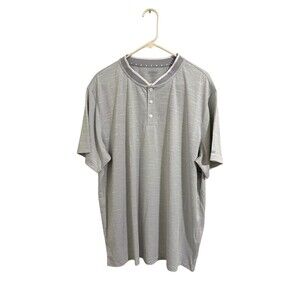 Prince Men’s Slub Tapered Collar Polo, Light Heather Gray, Size XXL